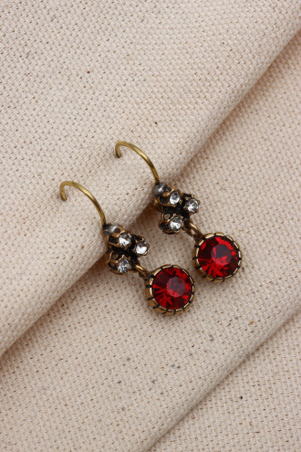 Yuvarlak Taşlı Otantik Küpe