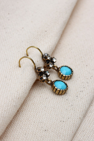 Yuvarlak Taşlı Otantik Küpe