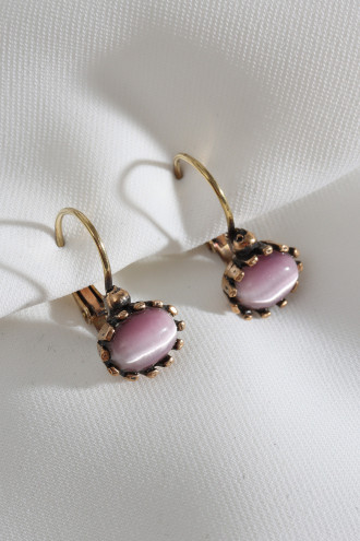 Lila Taşlı Otantik Küpe