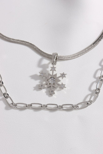 2'Li Ezme İtalyan Zincirli Yıldız Uçlu Gümüş Renk Kolye