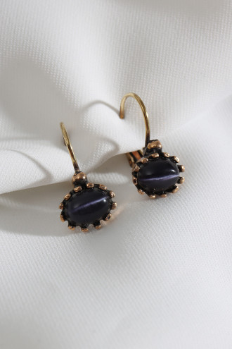 Siyah Taşlı Otantik Küpe