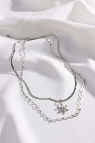 2'Li Ezme İtalyan Zincirli Yıldız Uçlu Gümüş Renk Kolye 2'Li Ezme İtalyan Zincirli Yıldız Uçlu Gümüş Renk Kolye