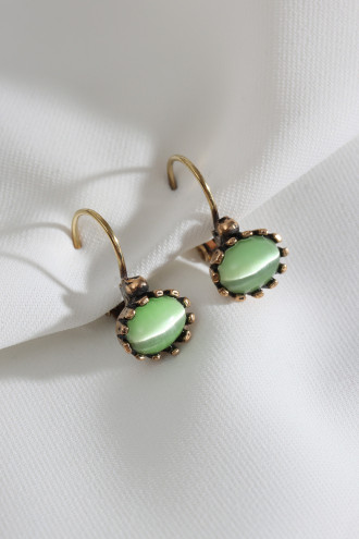 Yeşil Taşlı Otantik Küpe