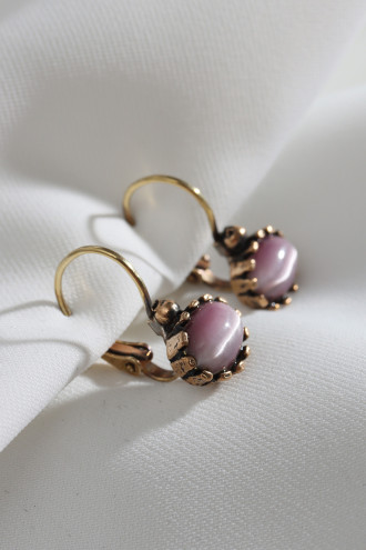 Lila Taşlı Otantik Küpe