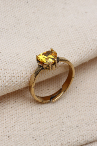 Kalp Taşlı Gold Renk Ayarlanabilir Otantik Yüzük Kalp Taşlı Gold Renk Ayarlanabilir Otantik Yüzük