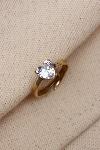 Kalp Taşlı Gold Renk Ayarlanabilir Otantik Yüzük Kalp Taşlı Gold Renk Ayarlanabilir Otantik Yüzük