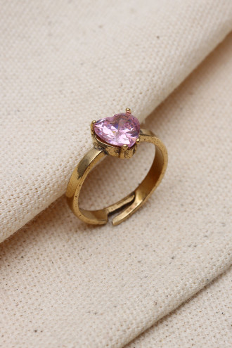 Kalp Taşlı Gold Renk Ayarlanabilir Otantik Yüzük Kalp Taşlı Gold Renk Ayarlanabilir Otantik Yüzük