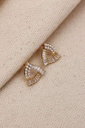 İnci Detaylı Gold Renk Vip Küpe