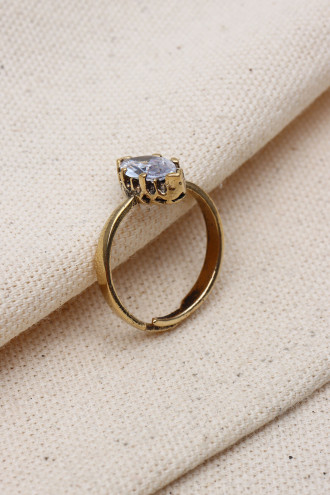 Mekik Taşlı Gold Renk Ayarlamalı Otantik Yüzük Mekik Taşlı Gold Renk Ayarlamalı Otantik Yüzük