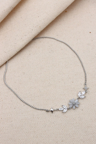 Çiçek Figürlü Gümüş Renk Vip Asansör Bileklik