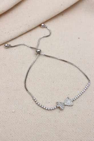 Zircon Taşlı Fiyonk Model Gümüş Renk Vip Asansör Bileklik