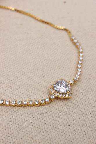 Kalp Figürlü Gold Renk Asansörlü Vip Bileklik