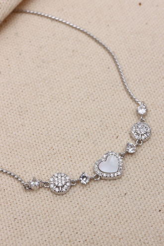 Kalp Figürlü Gümüş Renk Asansörlü Vip Bileklik