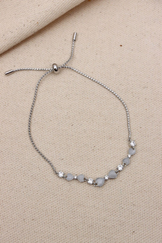 Zircon Taşlı Fiyonk Model Gümüş Renk Vip Asansör Bileklik