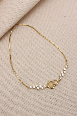 Zircon Taşlı Gold Renk Vip Bileklik