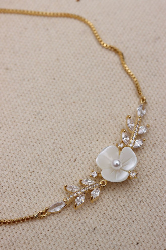 Çiçek Figürlü Gold Renk Vip Asansör Bileklik