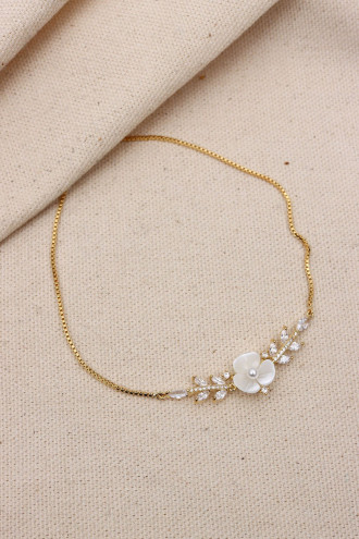 Çiçek Figürlü Gold Renk Vip Asansör Bileklik