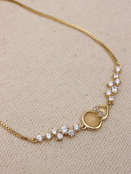 Zircon Taşlı Gold Renk Vip Bileklik