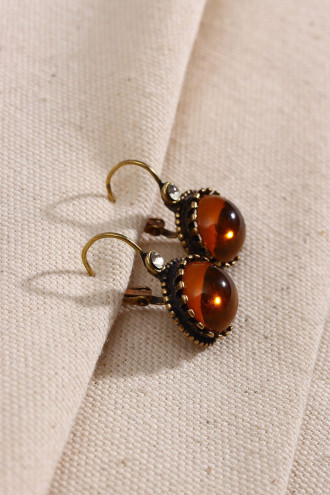 Büyük Boy Saydam Taşlı Otantik Küpe