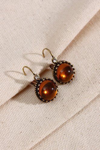 Büyük Boy Saydam Taşlı Otantik Küpe