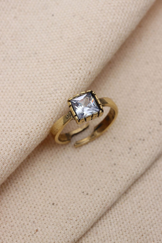 Kare Taşlı Ayarlanabilir Otantik Yüzük Kare Taşlı Ayarlanabilir Otantik Yüzük