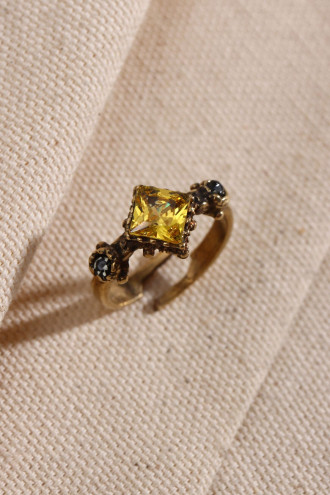 Kare Taşlı Ayarlanabilir Otantik Yüzük Kare Taşlı Ayarlanabilir Otantik Yüzük