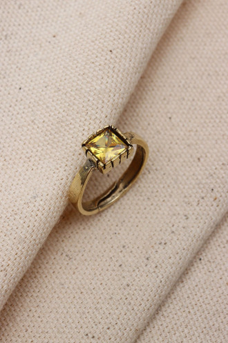 Kare Taşlı Ayarlanabilir Otantik Yüzük Kare Taşlı Ayarlanabilir Otantik Yüzük