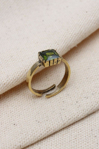 Kare Taşlı Ayarlanabilir Otantik Yüzük Kare Taşlı Ayarlanabilir Otantik Yüzük