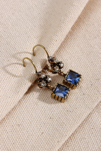 KARE TAŞLI YÜZÜK-KÜPE OTANTİK SET