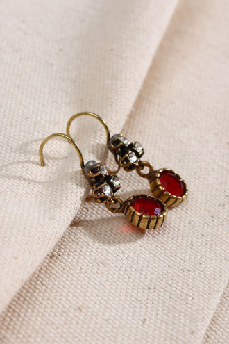 Yuvarlak Taşlı Otantik Küpe