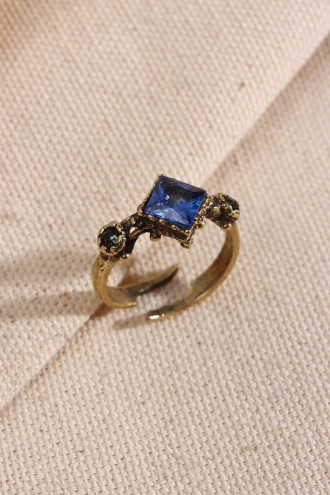 Kare Taşlı Ayarlanabilir Otantik Yüzük