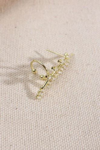 Trapez Taşlı Yaprak Figür Gold Renk İğneli Kıkırdak Küpe Trapez Taşlı Yaprak Figür Gold Renk İğneli Kıkırdak Küpe