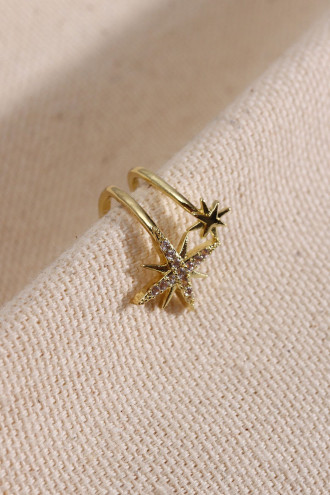 Kutup Yıldızı Figürlü Gold Renk Kıkırdak Küpe