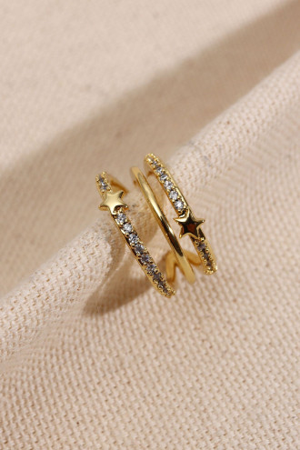 Yıldız Detaylı 3 Şeritli Gold Renk Kıkırdak Küpe Yıldız Detaylı 3 Şeritli Gold Renk Kıkırdak Küpe