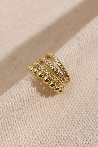 4 Şeritli Taşlı Gold Renk Kıkırdak Küpe 4 Şeritli Taşlı Gold Renk Kıkırdak Küpe