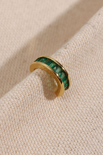 Yeşil Baget Taşlı Gold Renk Kıkırdak Küpe