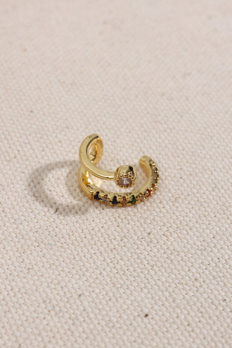 Renkli Taşlı Gold Renk Kıkırdak Küpe Renkli Taşlı Gold Renk Kıkırdak Küpe