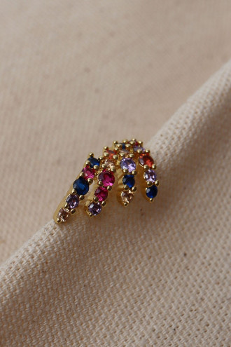 Renkli Taşlı Süzme Sağ Kulak Kıkırdak Küpe
