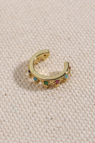 Renkli Taşlı Gold Renk Taç Figür Kıkırdak Küpe Renkli Taşlı Gold Renk Taç Figür Kıkırdak Küpe