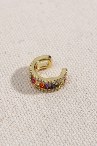 Renkli Baget Taşlı Gold Renk Vip Kıkırdak Küpe Renkli Baget Taşlı Gold Renk Vip Kıkırdak Küpe