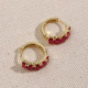 Pembe Oval Taşlı Gold Renk Halka Küpe Pembe Oval Taşlı Gold Renk Halka Küpe