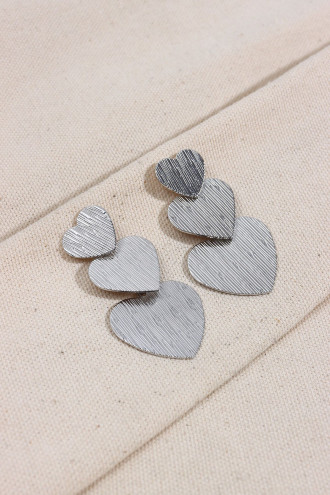 3'lü Kalp Sallantılı Gümüş Renk Küpe