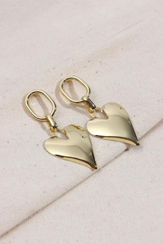 Kalp Figür Gold Renk Sallantılı Küpe