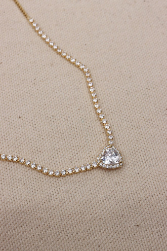 Kalp Uçlu Asansörlü Gold Renk Su Yolu Kolye