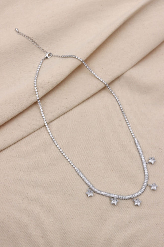 Yıldız Taşlı Gümüş Renk Su Yolu Kolye