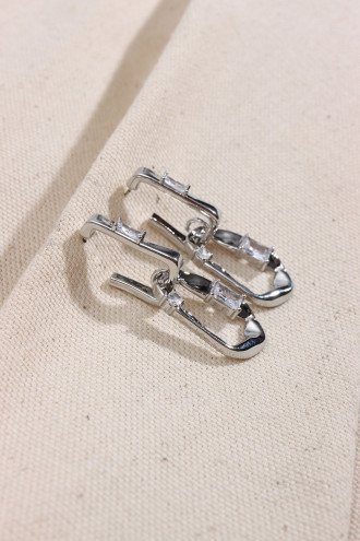 Baget Taş Detaylı Vintage Gümüş Renk Sallantılı Küpe