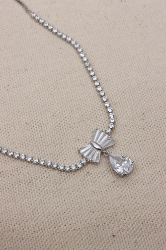 Fiyonk Uçlu Gümüş Renk Asansörlü Su Yolu Kolye