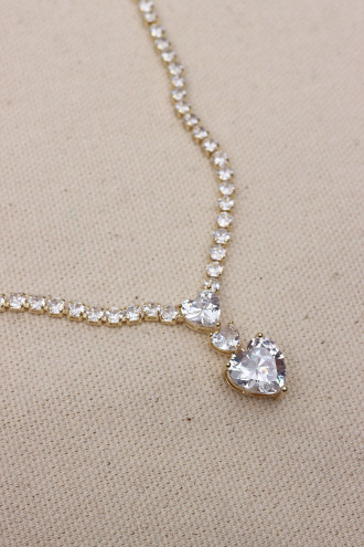 Kalp Uçlu Gold Renk Su Yolu Kolye Kalp Uçlu Gold Renk Su Yolu Kolye