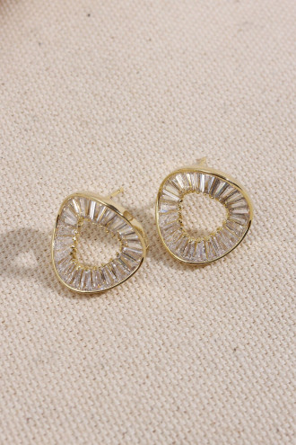 Trapez Taşlı Gold Renk Yuvarlak Küpe Trapez Taşlı Gold Renk Yuvarlak Küpe