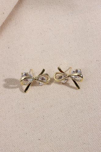 Zircon Taşlı Gold Renk Fiyonk Küpe Zircon Taşlı Gold Renk Fiyonk Küpe